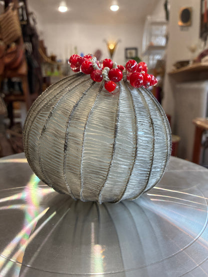 Original Glassblown Urchin Vessel Web Wrapped with Bead Adornment
