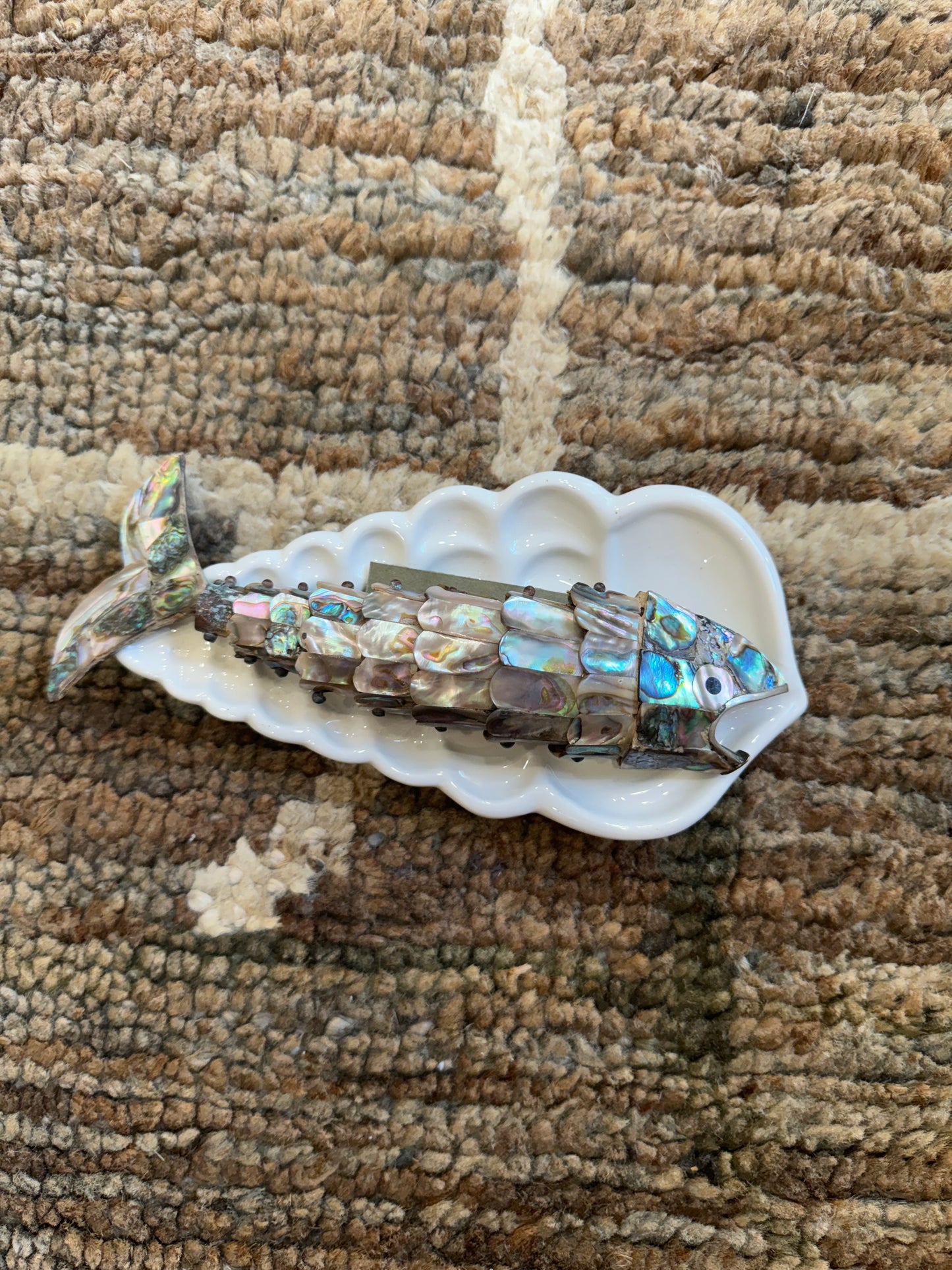 8in Abalone Shell Articulated Fish Bottle Opener