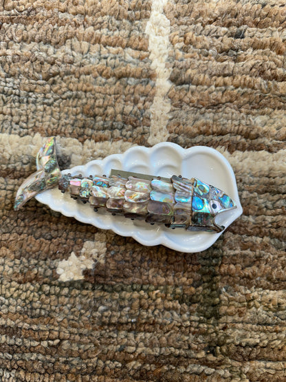8in Abalone Shell Articulated Fish Bottle Opener