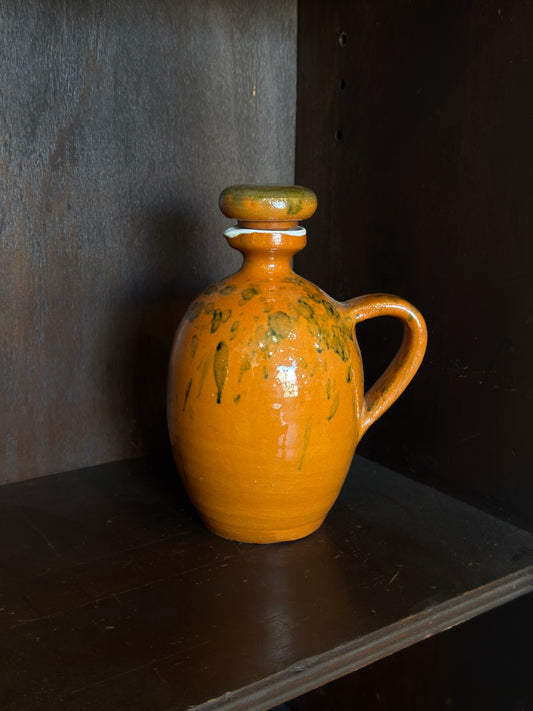 Vintage Red Ware Jug with Ceramic Cork - Perfect for Olive Oil