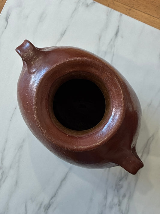 Large Terracotta Dual Handled Round Bottom Jug