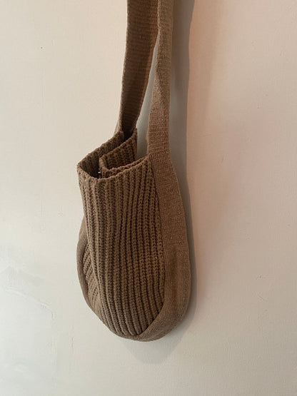 Brown Sweaterknit Shoulder Bag
