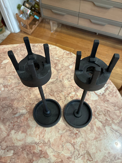 Pair of Vintage Iron Brutalist Van Keppel Green Inspired Candle Holders