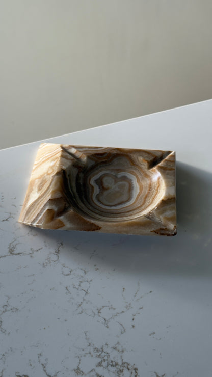 Vintage ~1960 Tapered Edge Onyx Ashtray