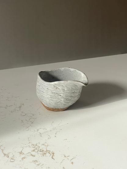 Sculpted Grey Ceramic Cord Sauce Pitcher