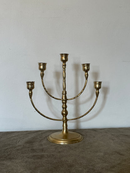 Vintage Brass Rotating 5-Arm Candelabra