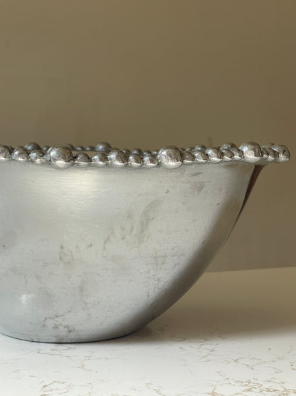Organic Pearl Beaded Pewter Bowl