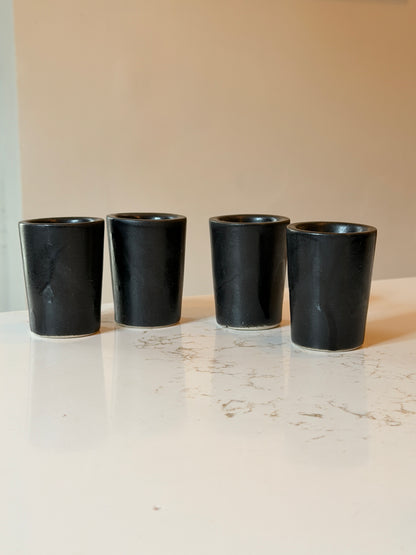 El Palomar Mexican White Clay Black Glazed Mezcal Decanter Set