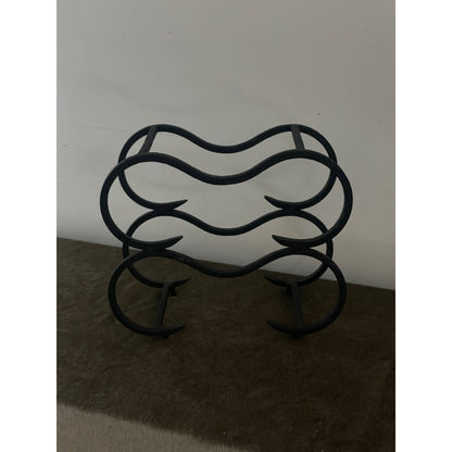 70’s Welded Cast Iron Scrolling 6-Bottle Wine Rack