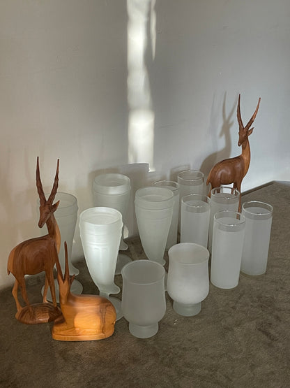 Vintage Frosted Tom Collins Pillar Glasses sold as set of 6