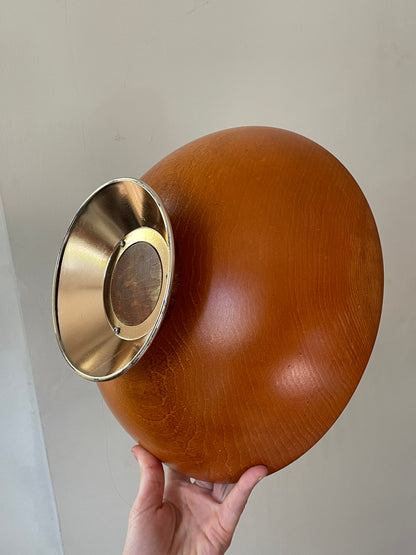 Carved Wood Bowl on Silver Metal Pedestal