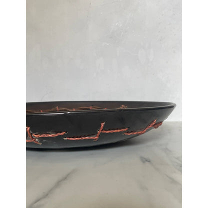 Pfaltzgraff Matica Oxidized Ceramic Bowl with reed weaved rim