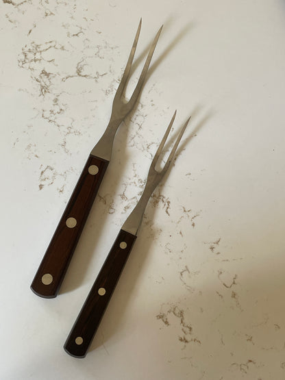 Vintage Pair of Wooden Cutco Carving Forks