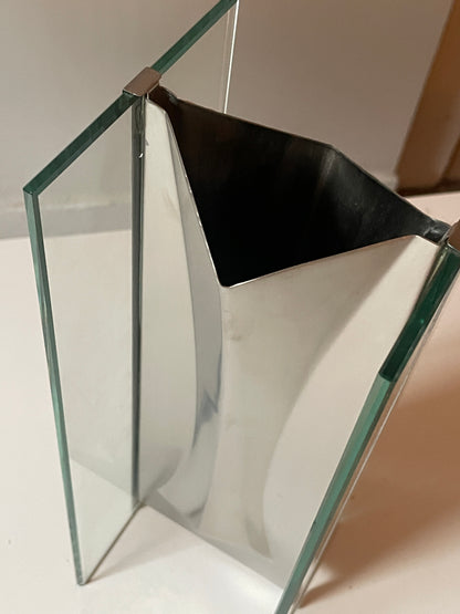 Vintage Steel and Glass Floating Vase