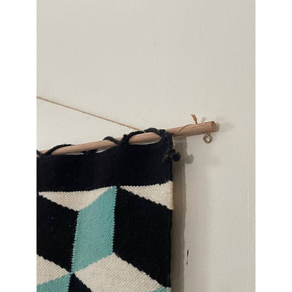 Hand-stitched Geometric Cube Optical Illusion Tapestry