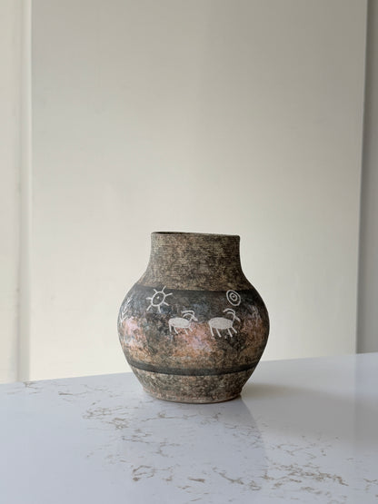 2001 Pat & Olin Powers Fredoniali Arizona Studio Petroglyph Vase
