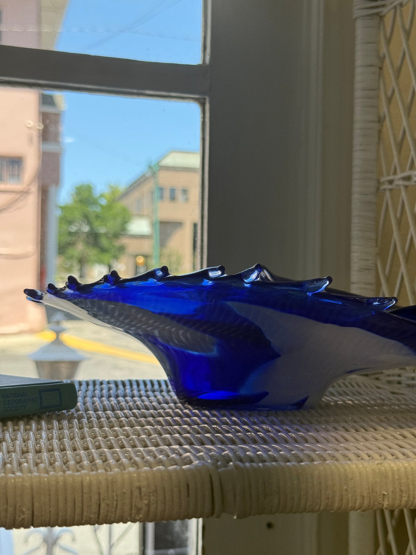 Blue Murano Glass Oceanic Shell Inspiration Centerpiece Bowl