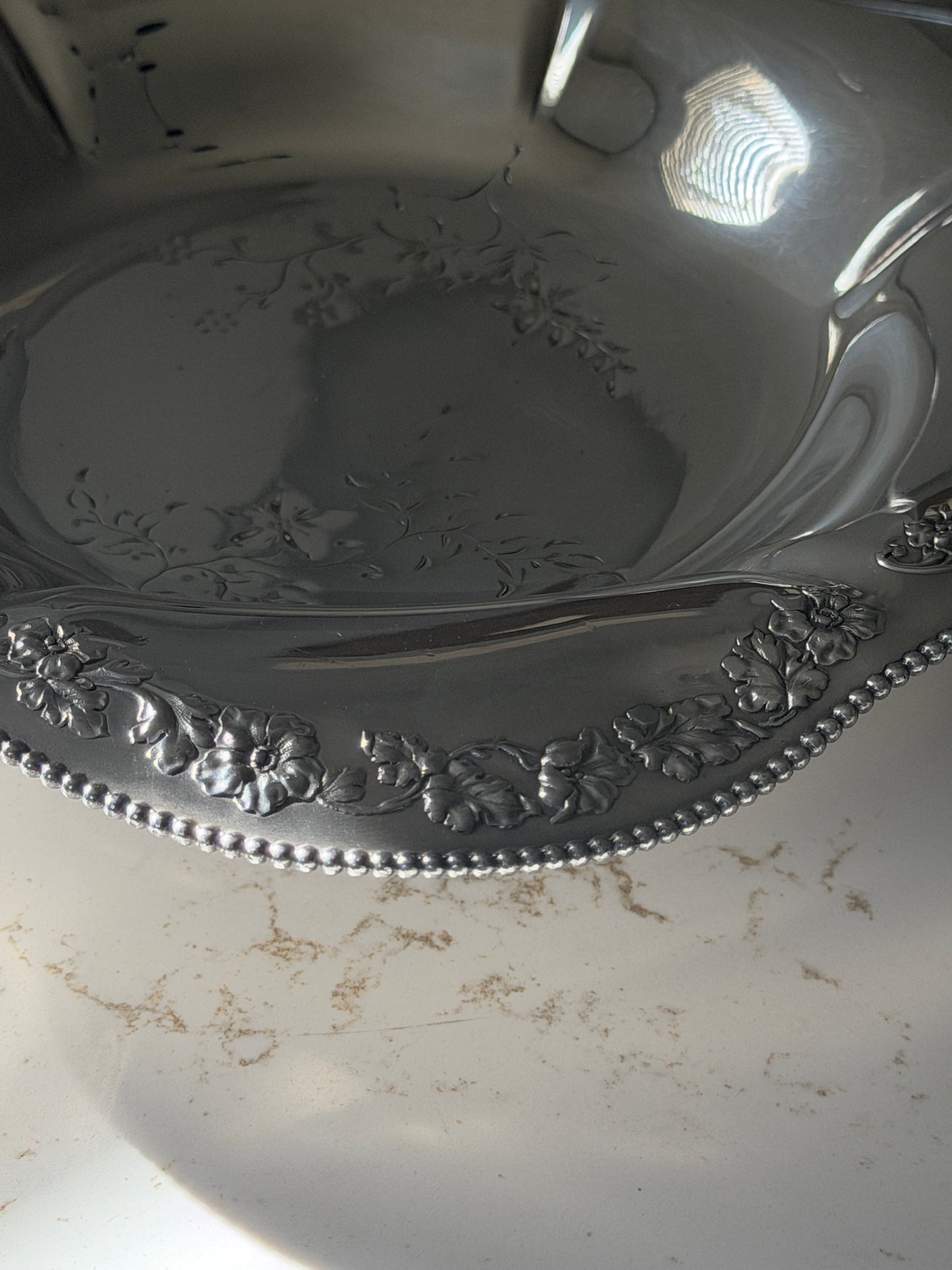 Pairpoint Quadruple Silver Plated Tri-leg Handeed Basket