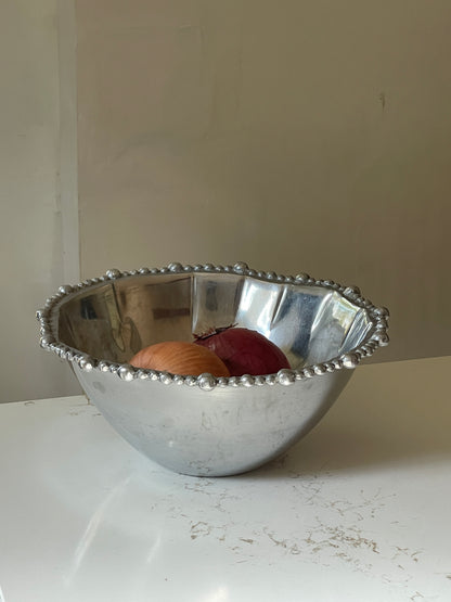 Organic Pearl Beaded Pewter Bowl