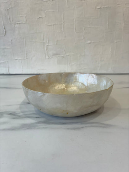 Vintage Capiz Shell Catchall Round Bowl