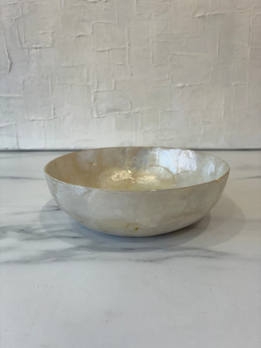 Vintage Capiz Shell Catchall Round Bowl