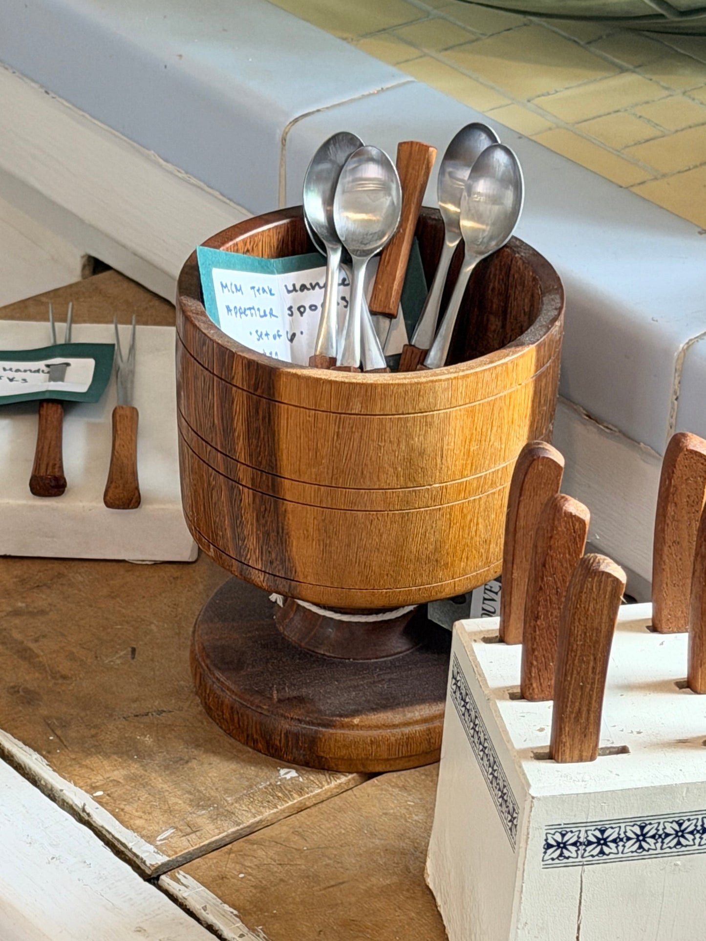 MCM Teak Handle Appetizer Spoons - Set of 6 - Made in Japan