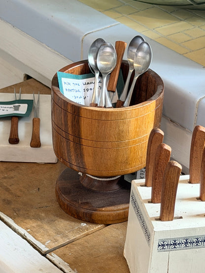 MCM Teak Handle Appetizer Spoons - Set of 6 - Made in Japan