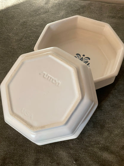 Porcelain Floral Painted Octagonal Bowls - Set of 2