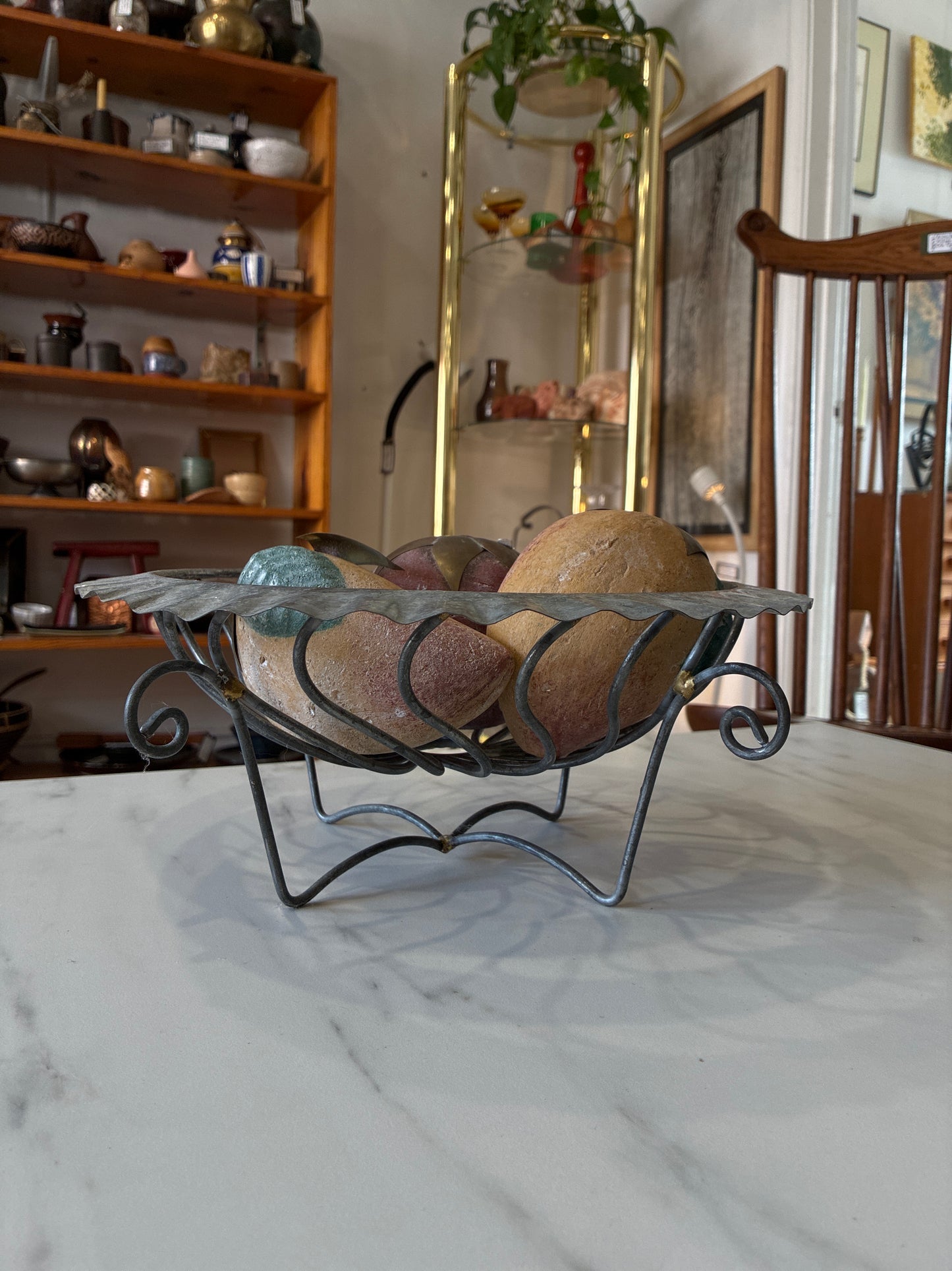 Handcrafted Welded Brass and Steel Twisted Swirl Bowl