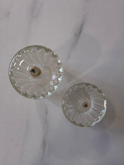 Pair of Glass Oil Candle Votives - Refillable, Long Lasting and Unique