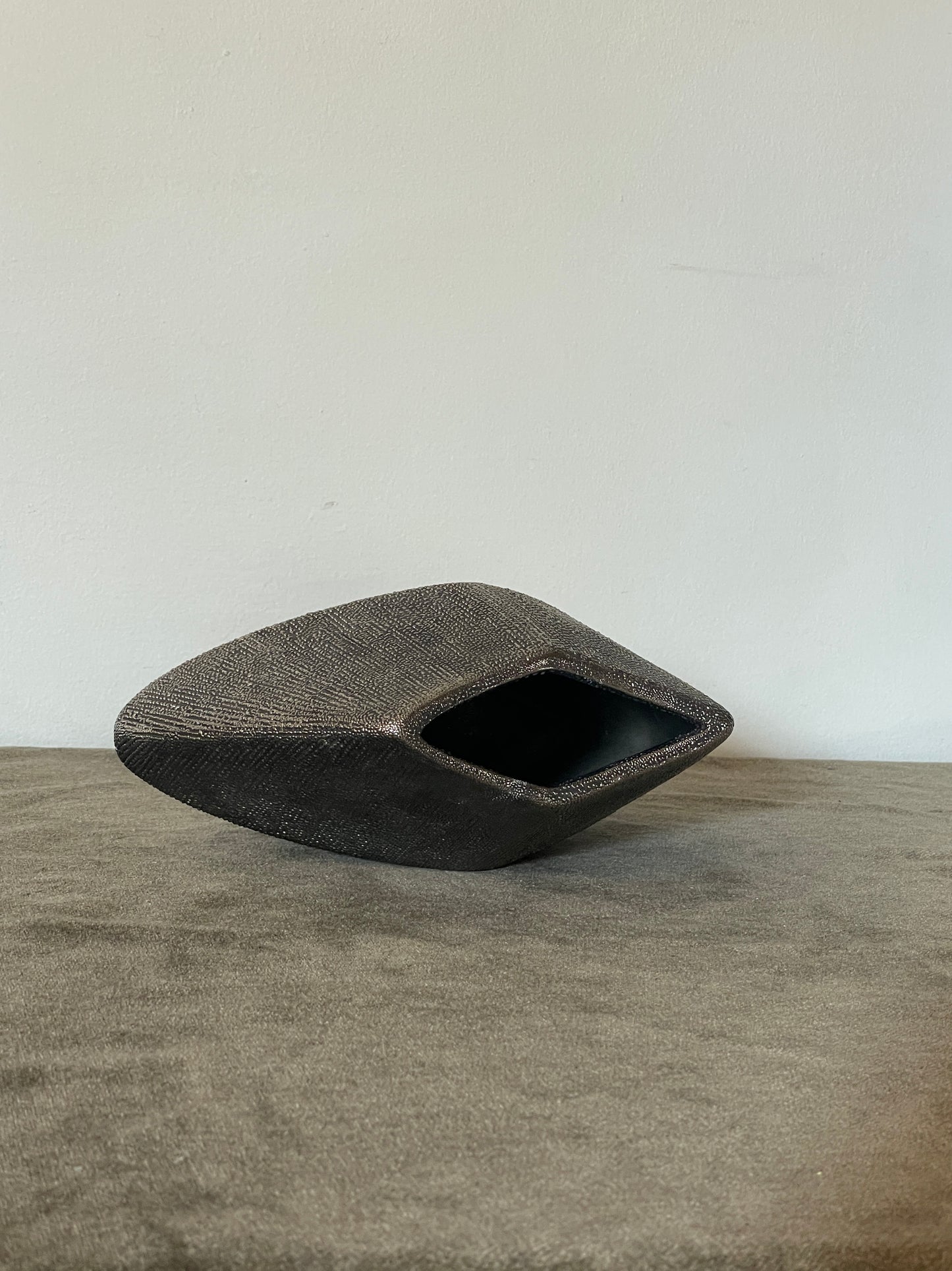 Black Studded Ceramic Geometric Vase