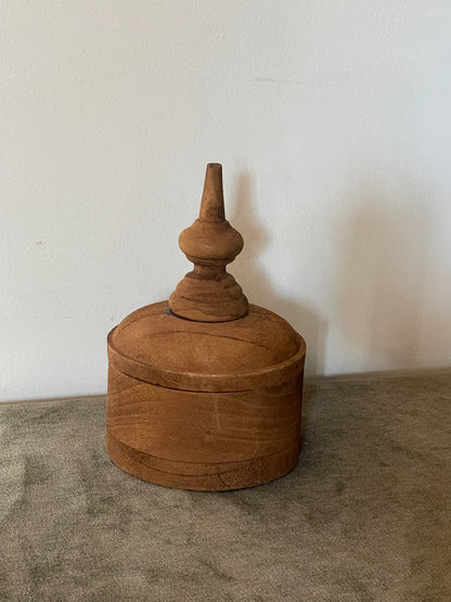 Woodturned “Tobacco” Jar with Finial Top