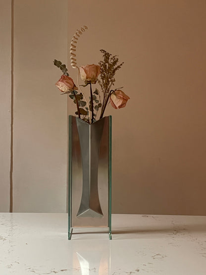 Vintage Steel and Glass Floating Vase