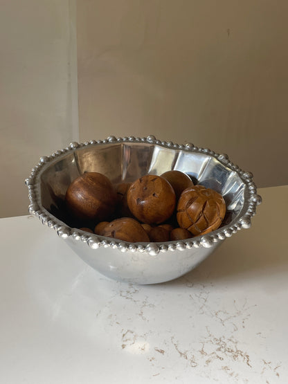 Organic Pearl Beaded Pewter Bowl