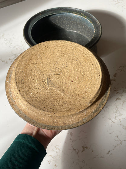 Handcrafted Lidded Ocean Green Stoneware Bowl