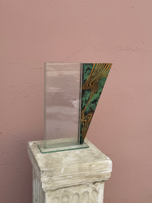 Mod Memphis Metal, Glass & Gold Ikebana Vase