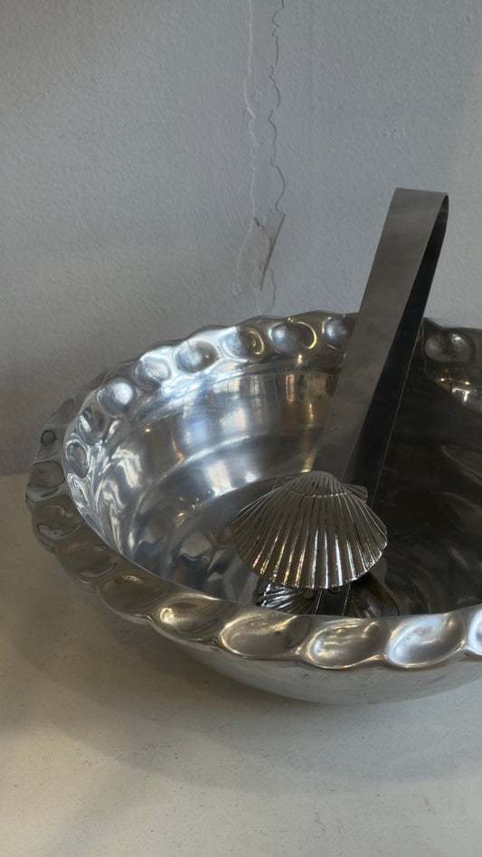 Pewter Spiral and Ruffles Edge Bowl by “E”