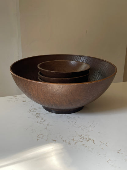 Vintage WestBend Faux Wood Salad Bowl Set