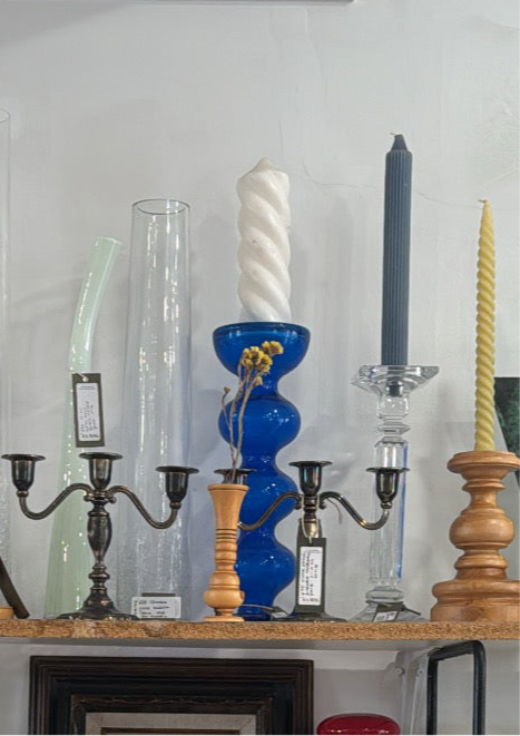 Vintage Anne Nilsson for IKEA Blue Bubble Glass Pillar Candle Holder