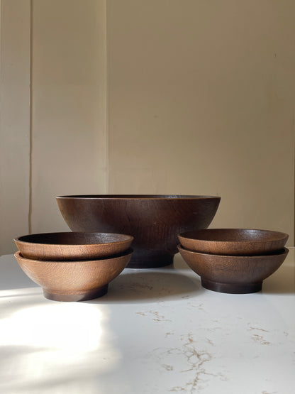 Vintage WestBend Faux Wood Salad Bowl Set