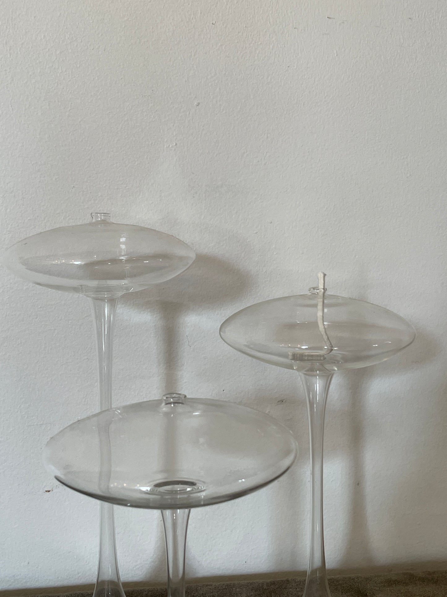 Vintage Omni Footed Oil Orb Lamp Trio