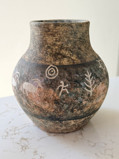 2001 Pat & Olin Powers Fredoniali Arizona Studio Petroglyph Vase