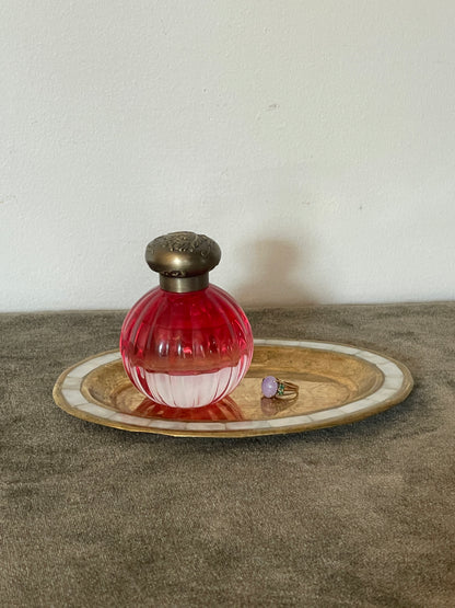 Mother of Pearl and Brass Oval Dish