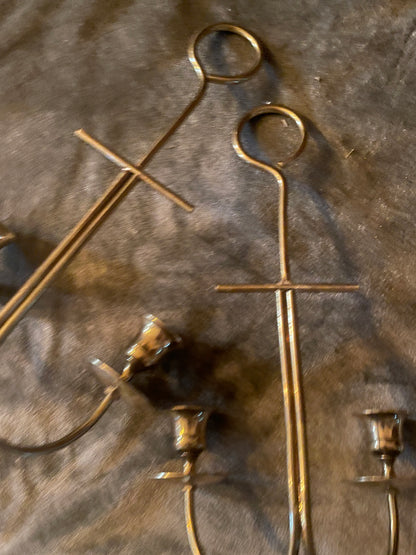 Vintage Brass Wall Mounted Candelabras - Sold as a pair