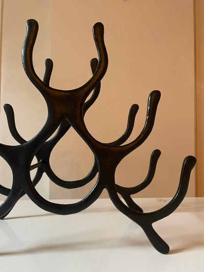 Black Casted Metal 6-Bottle Wine Rack