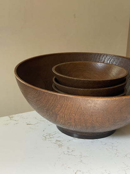 Vintage WestBend Faux Wood Salad Bowl Set