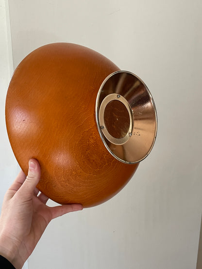 Carved Wood Bowl on Silver Metal Pedestal