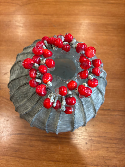 Original Glassblown Urchin Vessel Web Wrapped with Bead Adornment