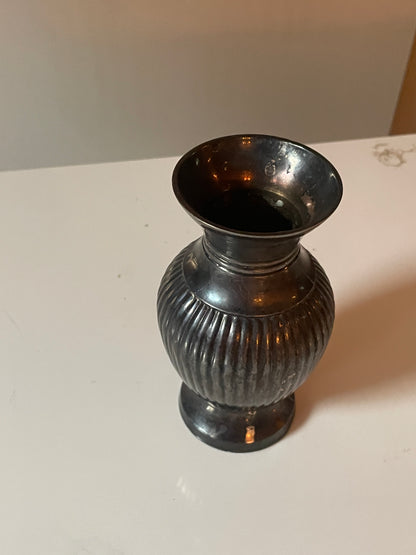Patina’d Silver Plated Fluted Sprig Vase