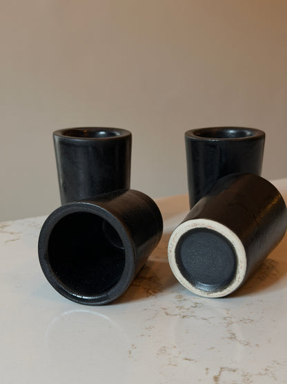 El Palomar Mexican White Clay Black Glazed Mezcal Decanter Set